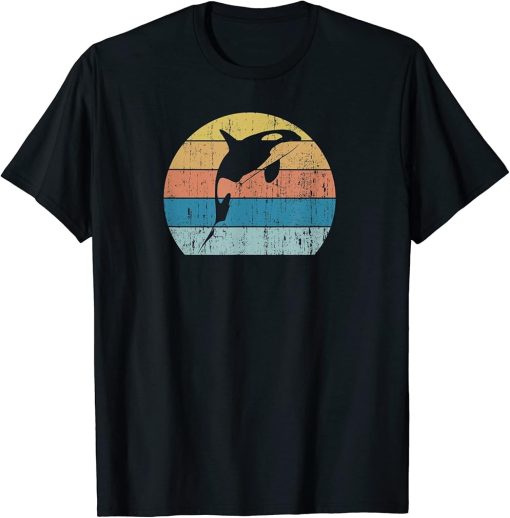 Orca Killer Whale Dolphin Retro Vintage Sunset Orca Whale T-Shirt