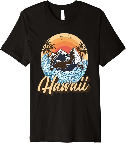 Orca Hawaii Retro Vintage Hawaiian Island Premium T-Shirt