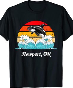 Vintage Newport Oregon Distressed Orca Killer Whale Art T-Shirt