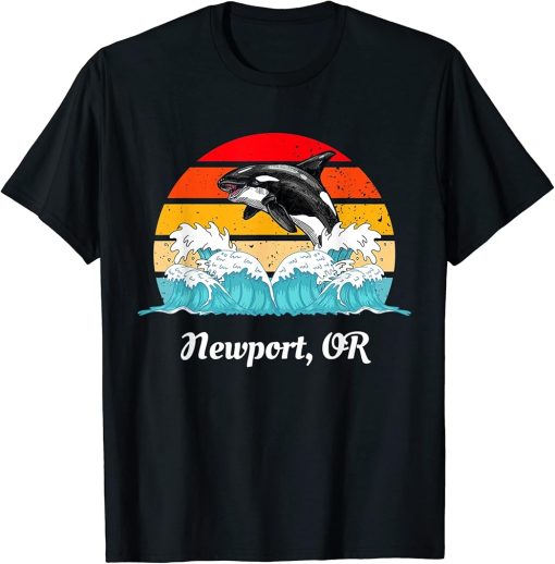 Vintage Newport Oregon Distressed Orca Killer Whale Art T-Shirt